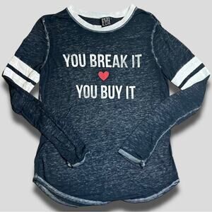 MODERN LUX Y2K VINTAGE BURNOUT RINGER GRAPHIC LS TSHIRT BLACK M